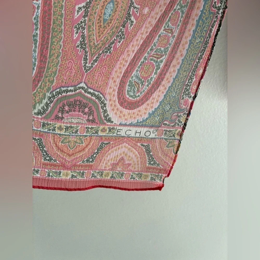 Echo‎ Sheer Pink Paisley Long Scarf